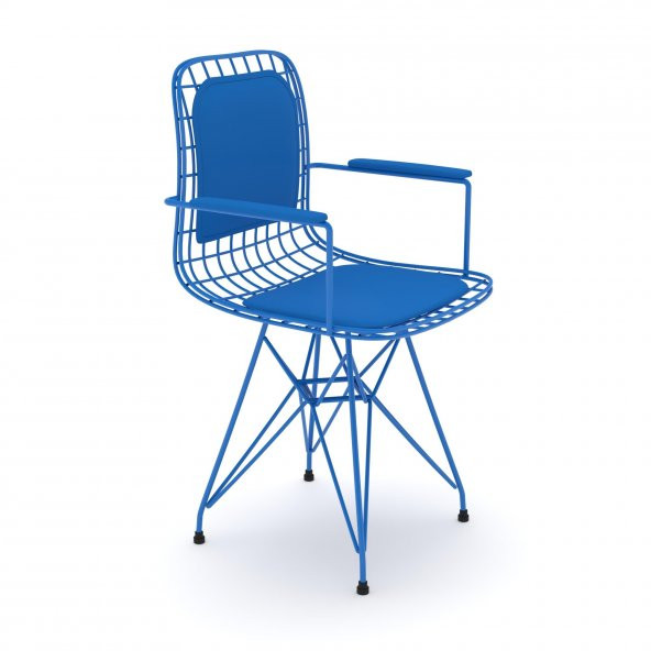 Knsz kafes tel sandalyesi 1 li mazlum mvimvi kolçaklı sırt minderli ofis cafe bahçe mutfak
