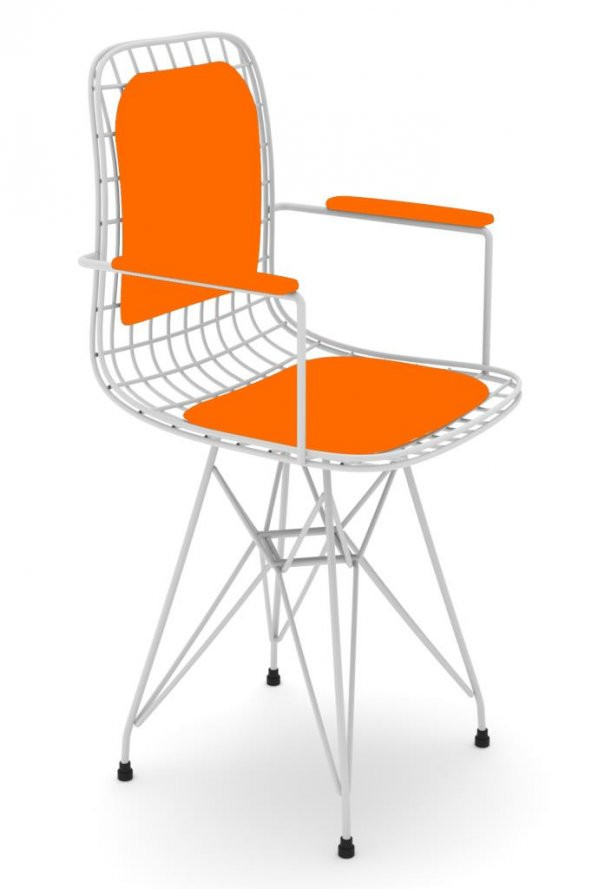 Knsz kafes tel sandalyesi 1 li mazlum byztrn kolçaklı sırt minderli ofis cafe bahçe mutfak