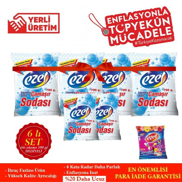 Ezel Premium Beyazlar Ve Renkliler 9 KG Deterjan 4 Adet soda hediyeli artı 6 lı soda paketi - 3