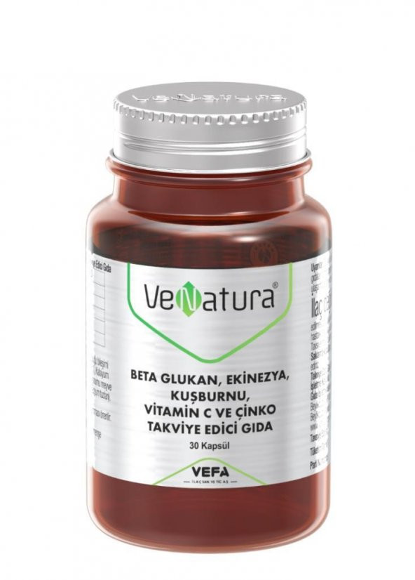 Venatura Beta Glukan, Ekinezya, Kuşburnu, Vitamin C, Çinko 30 Kapsül
