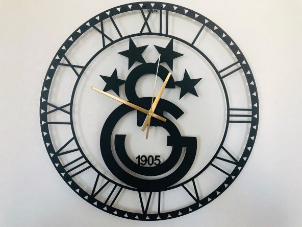 Metal Duvar Saati Roma/Türkçe Rakamlı Galatasaray Logolu Çap:45cm - 6