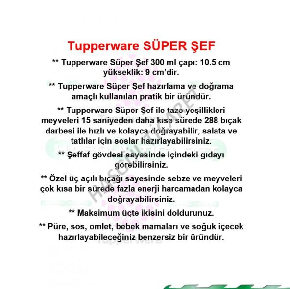 Tupperware SÜPER ŞEF MANUEL DOĞRAYICI MUTFAK ROBOTU KIRMIZI - 5