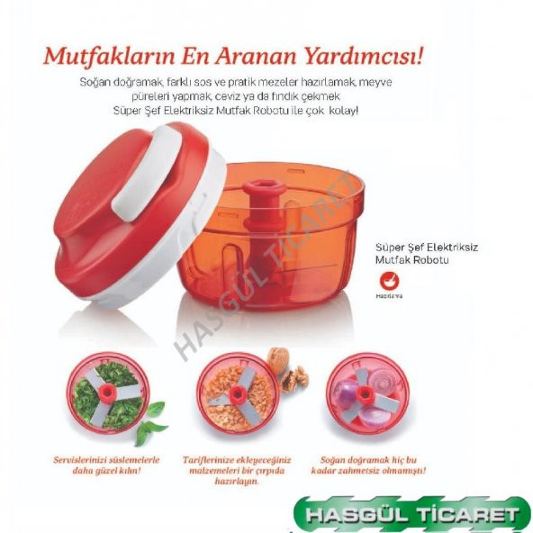Tupperware SÜPER ŞEF MANUEL DOĞRAYICI MUTFAK ROBOTU KIRMIZI - 7