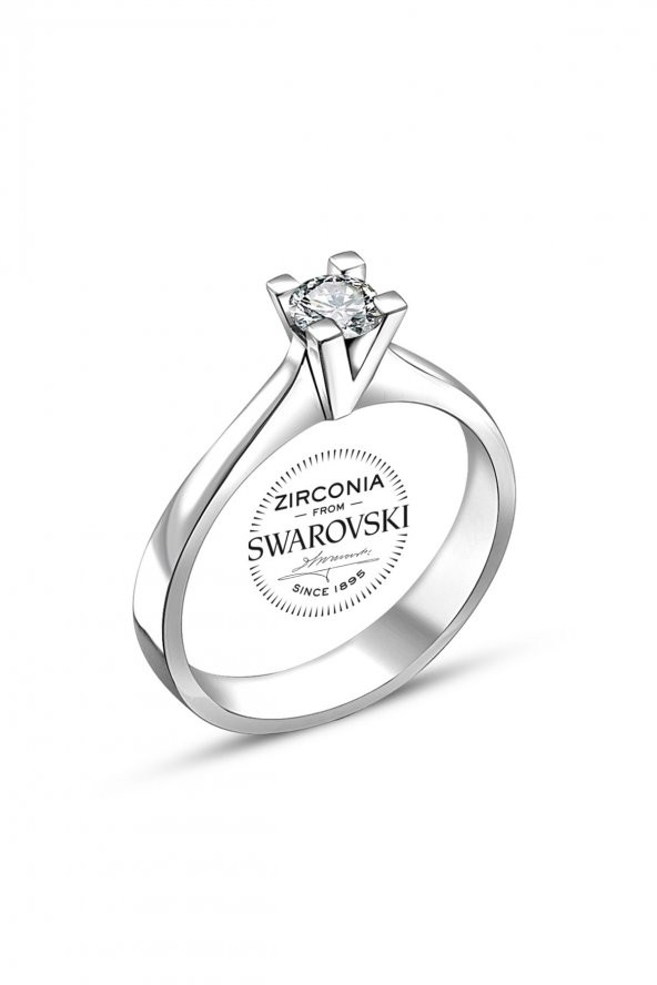 Gümüş Swarovski Taşlı Pırlanta Modeli V Yüzük DBSK1037 - 6