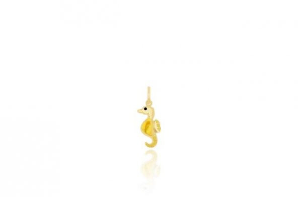 Diamond Line-Gülaylar - Sarı Altın 14 Ayar Deniz Atı Kolye Ucu Çocuk