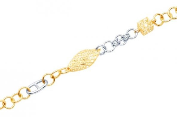 Diamond Line-Gülaylar - Altın 14 Ayar Trend Taşsız Bileklik - 1