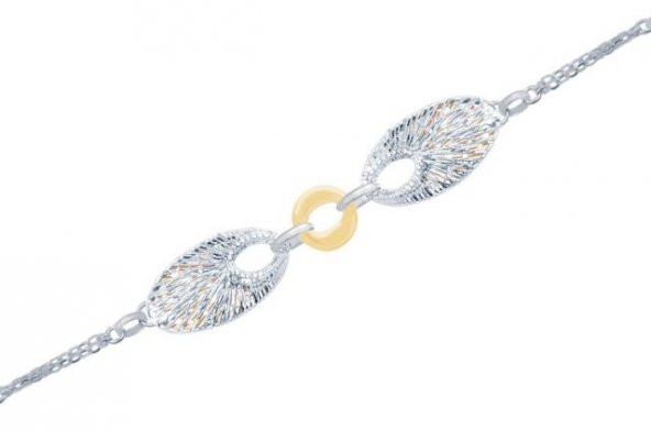 Diamond Line-Gülaylar - Beyaz Pembe Altın 14 Ayar Trend Bileklik