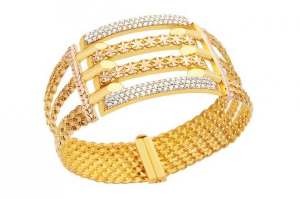 Diamond Line-Gülaylar - Sarı Altın 22 Ayar Kaburga Bilezik