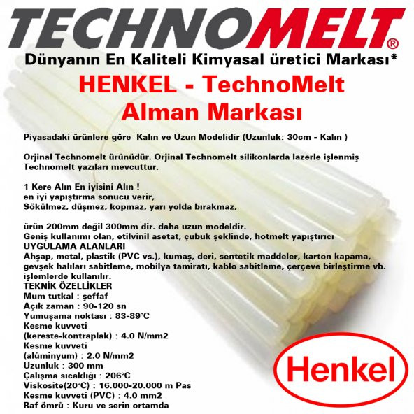HENKEL (ALMAN MARKASI) TechnoMelt Sıcak Silikon KALIN ŞEFFAF MUM - 3