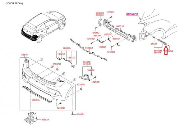 HYUNDAİ İ20 15- TAMPON BRAKETİ ARKA : SAĞ 86683C8000 - 1