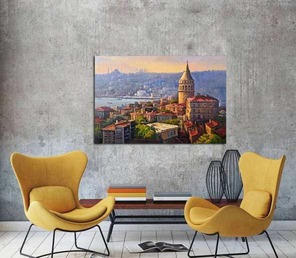 Tablosan Yağlı Boya Galata Kulesi Kanvas Tablo - 1