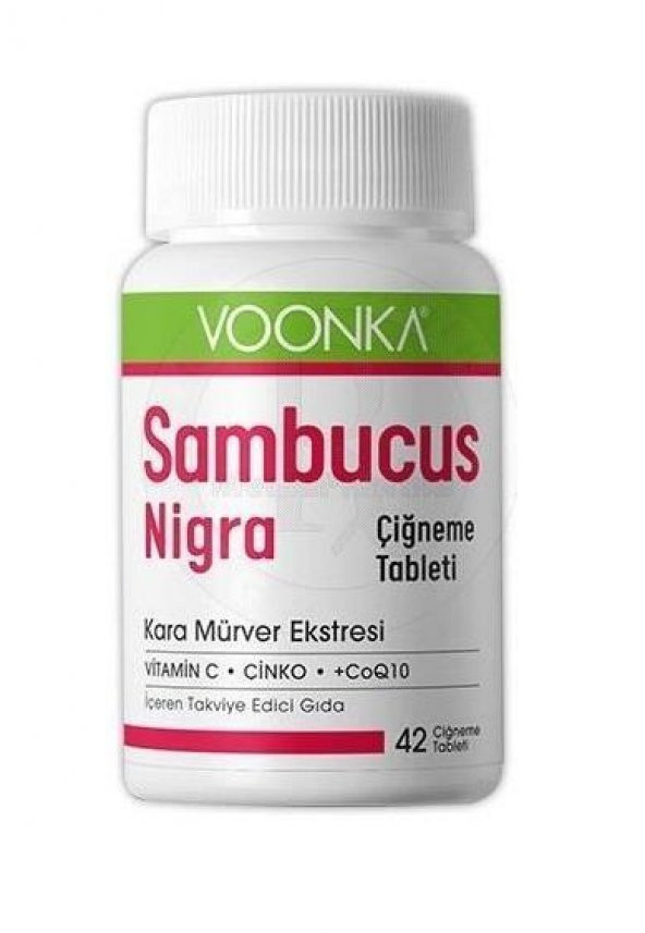 Voonka Sambucus Nigra Kara Mürver 42 Çiğneme Tableti