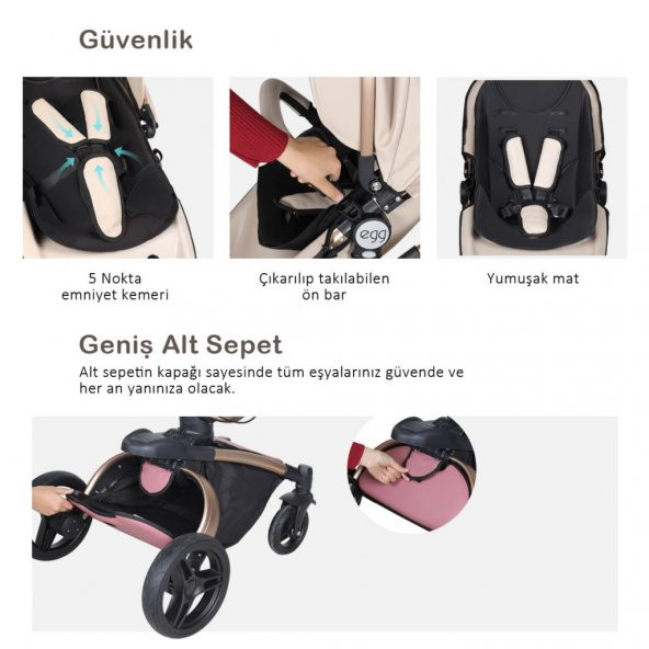 Huggy Egg 6 İn 1 Travel Sistem Bebek Arabası - 6
