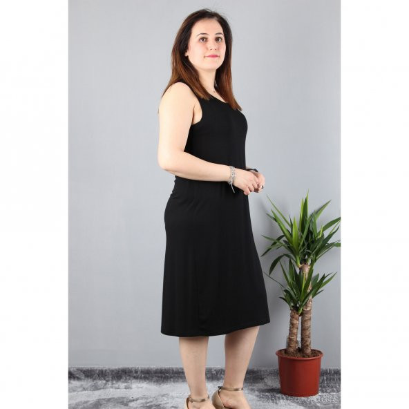 Günay Kadın Elbise Nly1913015 İlkbahar Yaz Askılı Spor-SIYAH - 8