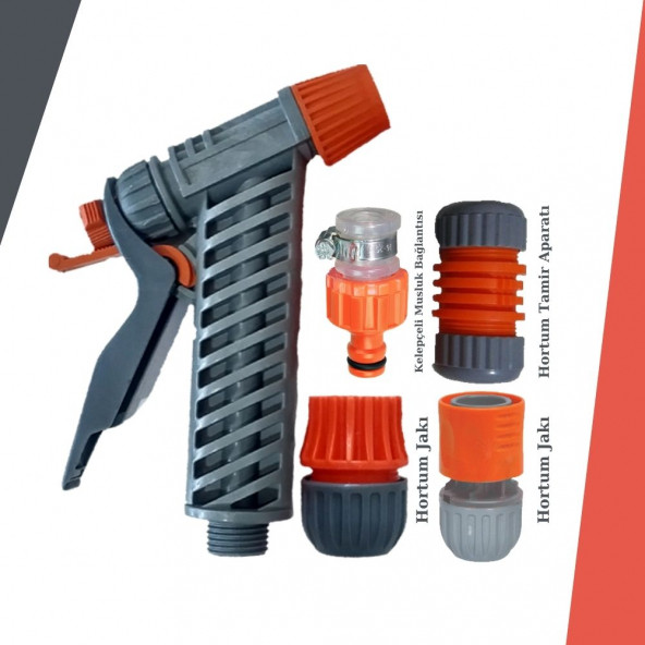 Plasyay Ayarlı Tetikli Yıkama&Sulama Tabanca Hortum Bağlantı 5 li Set