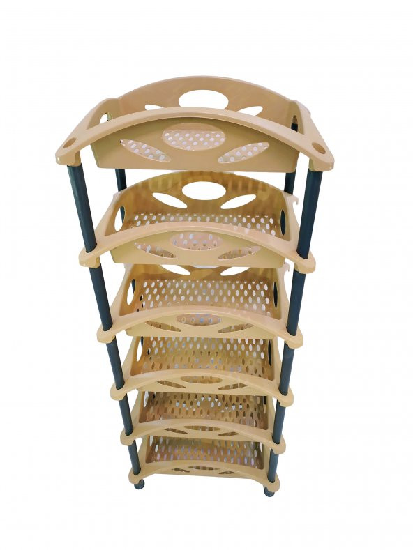 SEBZELİK , 6 Katlı Plastik Sebzelik - BEJ - KARGO BEDAVA