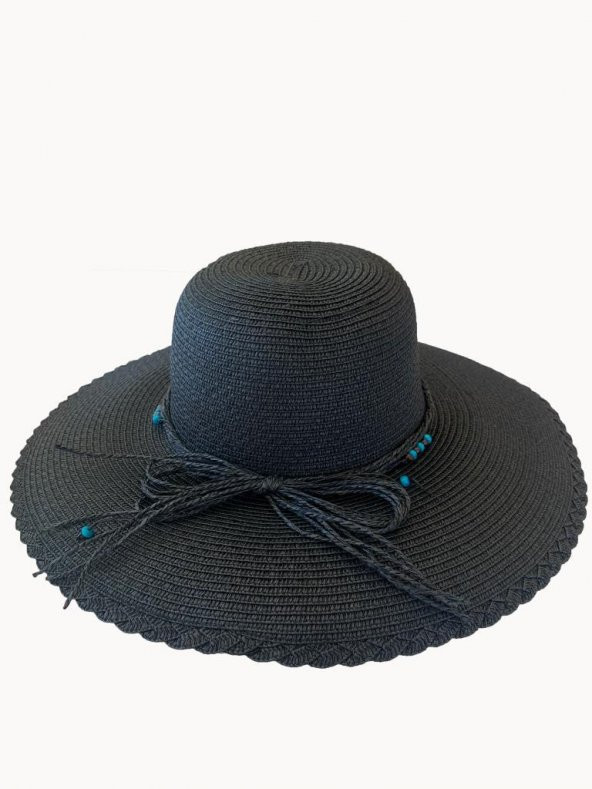 Felice Butik 12003 Aksesuar Detaylı Siyah Hasır Şapka