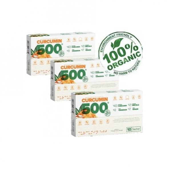 3 Adet Curcumin 500 Detox Altın Yoğurt Kürü 6 gr x 30 Şaşe