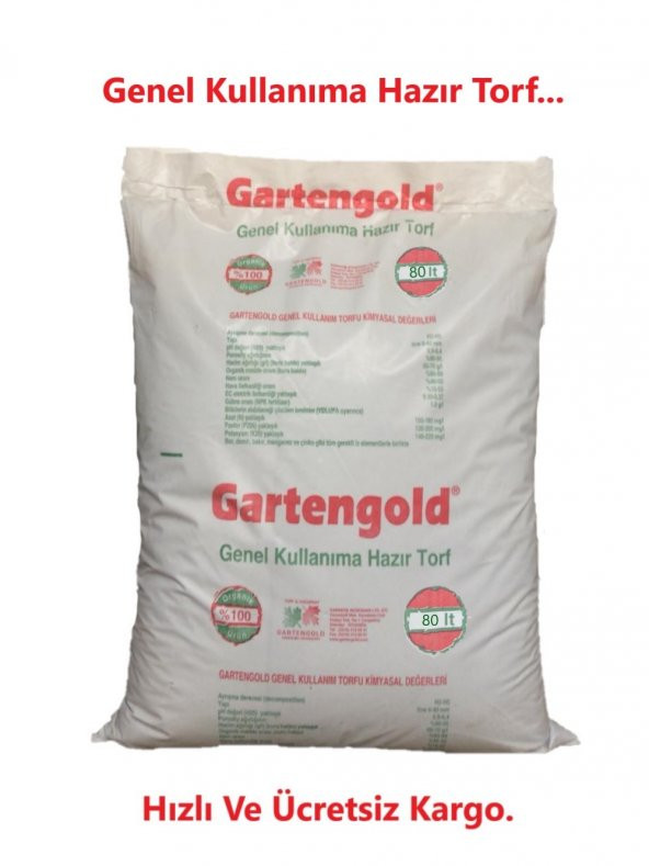 Gartengold Genel Kullanım Torf Organik Üstün Alman Kalitesi 80 Lt