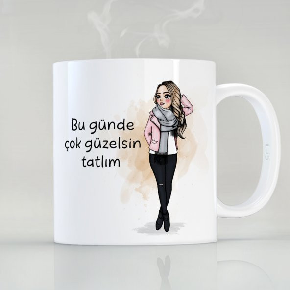 Bu günde çok güzelsin Karikatür Kız Özel Tasarım Kupa Bardak