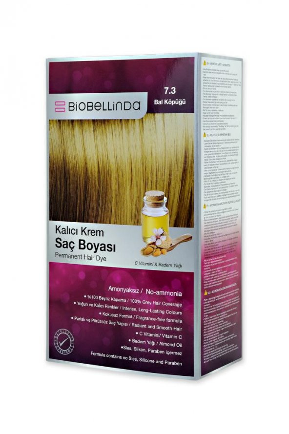 BioBellinda Amonyaksız Krem Saç Boyası - 7.3 Bal Köpüğü