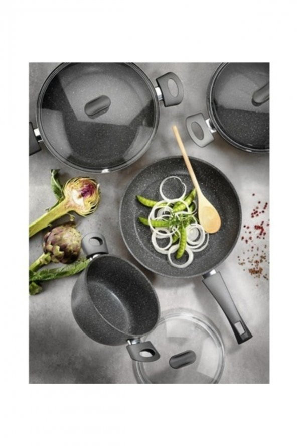 Aryıldız Granit Tencere Takımı Italy Grey 7 Parça