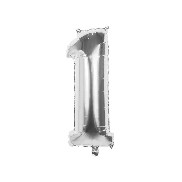 1 Rakam Gümüş Folyo Balon 40 cm