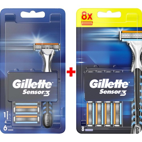Gillette Sensor3 Tıraş Makinesi + Yedek Tıraş Bıçağı 14'lü