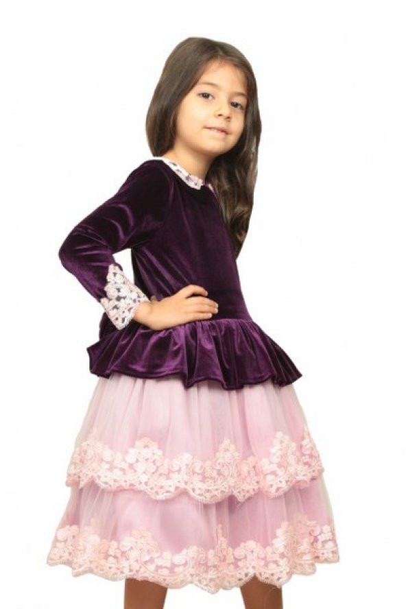 kadife katlı elbise - 3