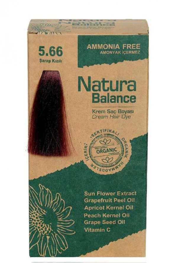 Natura Balance - Organik Krem Saç Boyası 5.66 Şarap Kızılı 60ML