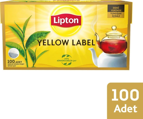 Lipton Yellow Label Siyah Süzen Demlik Poşet Çay 100 x 3.2 G