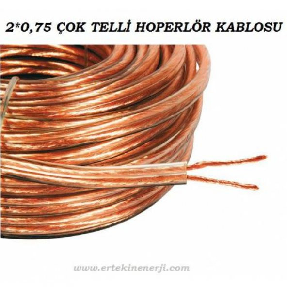 2X0,75 ŞEFAF HOPERLÖR KABLOSU (1.sınıf--1.kalite kablo)--(1 METRE