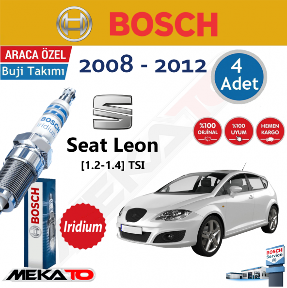 Bosch Seat Leon (1.2-1.4) TSI İridyum (2089-2012) Buji Takımı 4 Ad.