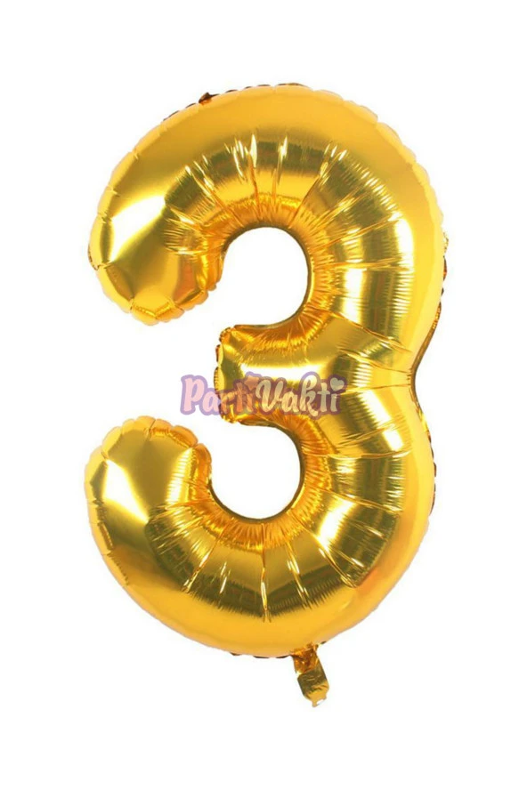 3 Rakam Altın Folyo Balon 40 cm - 2