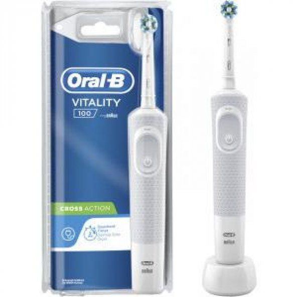 Oral-B Vitality 100 Cross Action Beyaz Gri Şarjlı Diş Fırçası