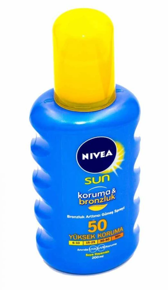 Nivea Sun Bronzlaştırıcı Güneş Kremi Spf50 200 ml Sprey, Çok Yüksek Güneş Koruyucu, Uva Uvb