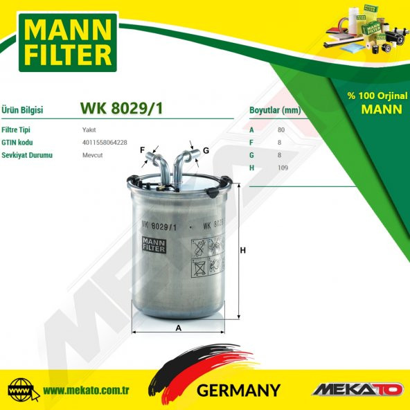 MANN WK 8029/1 YAKIT FİLTRESİ - 2