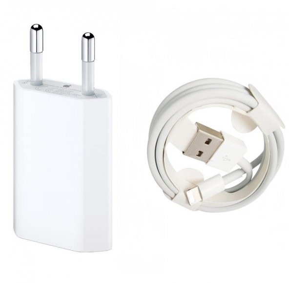 Apple iPhone Lightning Usb Şarj Data Kablosu ve Adaptör Başlık İkili Set - 4