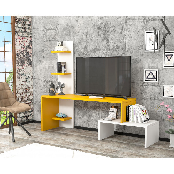 BMdekor TV Ünitesi Sümbül Sarı 124 cm