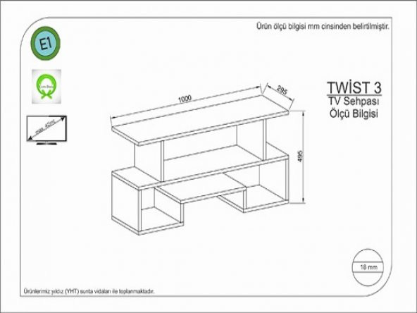 BMdekor TV Ünitesi Salsa 3 Ceviz 100 cm - 2