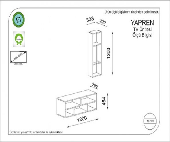 BMdekor TV Ünitesi Yağmur Koyu Ceviz 120 cm - 2