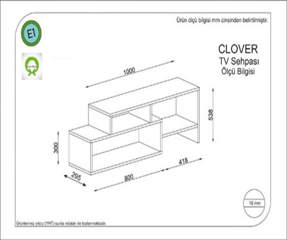 BMdekor TV Ünitesi Turco Safir Meşe 122 cm - 2