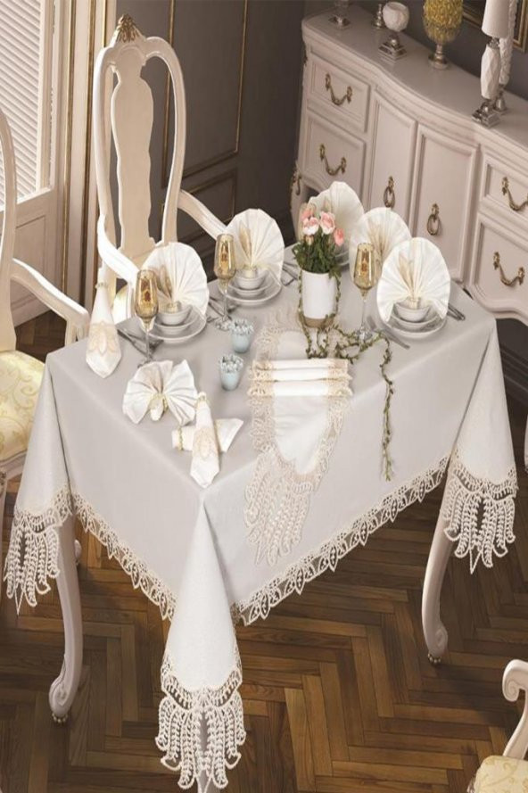 Grape Masa Örtüsü 26 Parça Krem - Resim 3