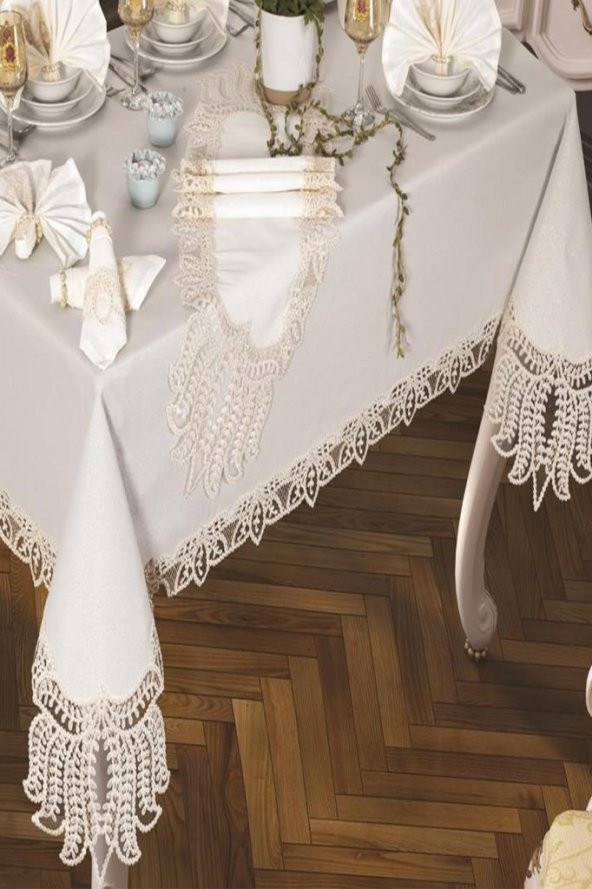 Grape Masa Örtüsü 26 Parça Krem - Resim 4