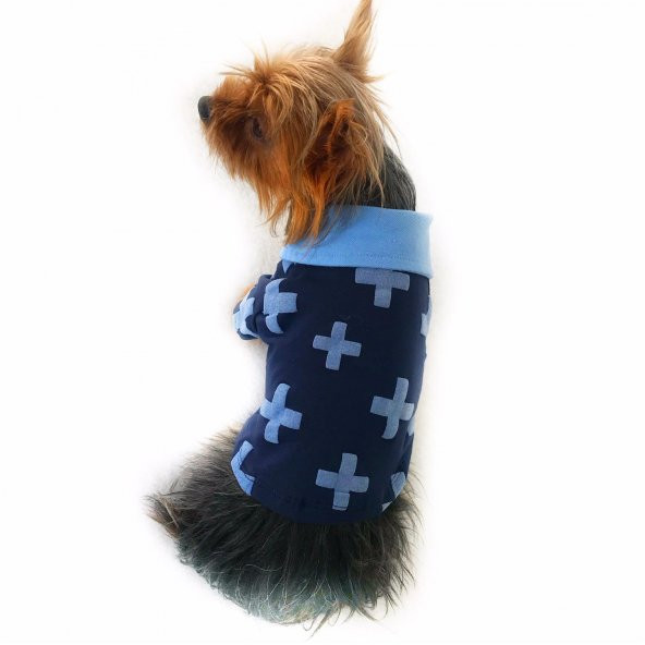 Blue Cross Polo Yaka Tişört Köpek Kıyafeti Köpek Elbisesi - 3