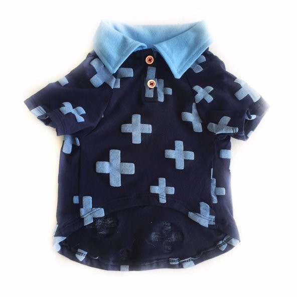 Blue Cross Polo Yaka Tişört Köpek Kıyafeti Köpek Elbisesi - 6