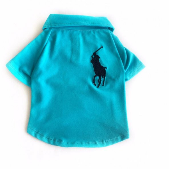 Bebek Mavisi Polo Yaka Tişört Kedi Kıyafeti Kedi Elbisesi