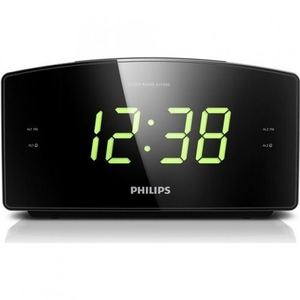 Philips AJ3400/12 Büyük Ekranlı Çift Alarm Saatli Radyo