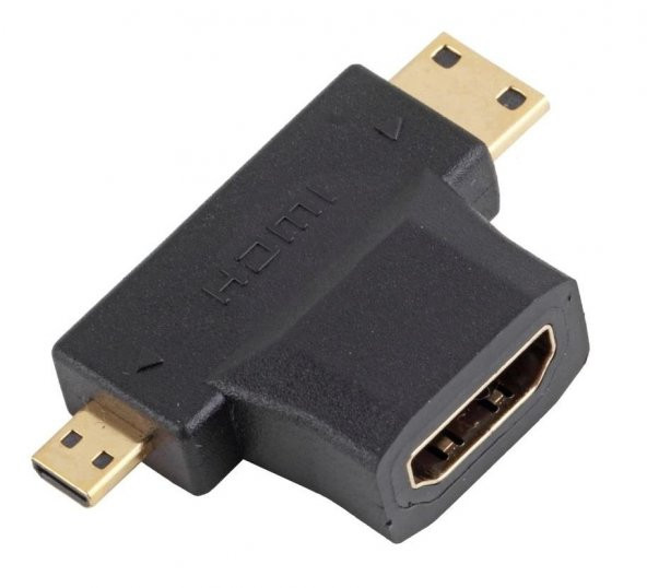 Mini HDMI Micro HDMI ve HDMI Çevirici Dönüştürücü Adaptör 3 in 1 Başlık