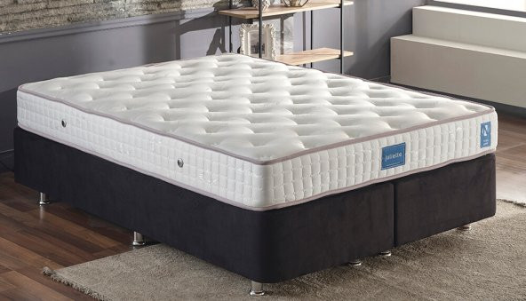 Niron Juliette 150x200 cm Çift Kişilik Yatak Baza Başlık Seti -  Siyah Kumaş Lüks Yatak Takımı - 9